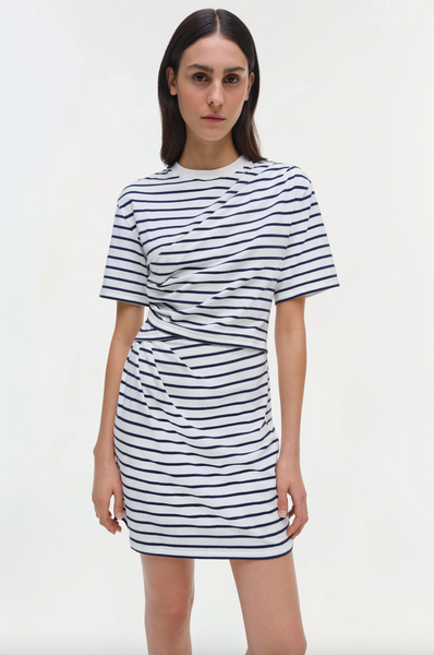 SIMKHAI - Zeus Draped Dress - Mixed Stripe