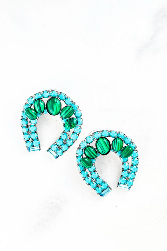 Elizabeth Cole - Althea Earrings - Malachite Turquiose