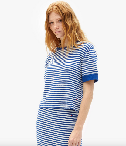 Clare V. - Le Bateau Tee - Cobalt/Cream Stripe