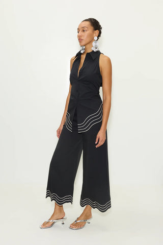 SIMONMILLER - Wavy Cropped Poplin Pant - Black