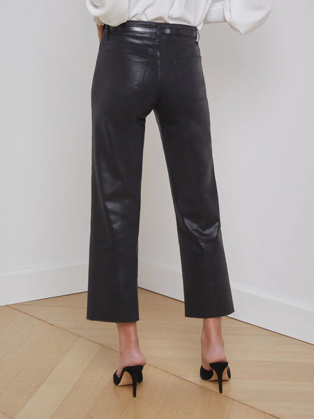 L'Agence - Wanda High Rise Crop Wide Leg - Noir Coated