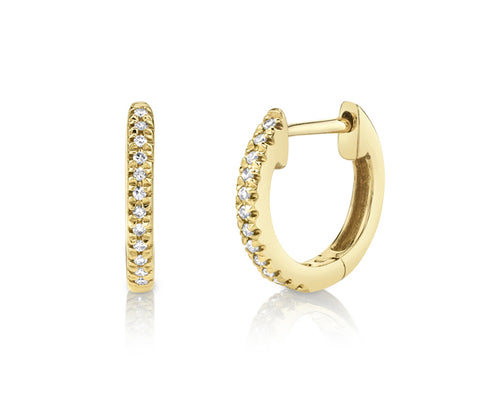 Marcilla Bailey - Tiny Diamond Hoop Earrings - 14K Yellow Gold