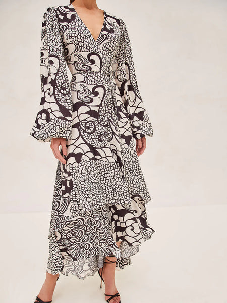 Alexis - Zarela Dress - Black/Cream Print