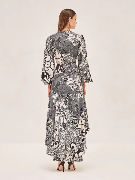 Alexis - Zarela Dress - Black/Cream Print