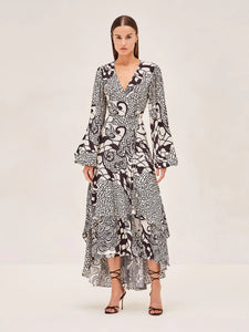 Alexis - Zarela Dress - Black/Cream Print