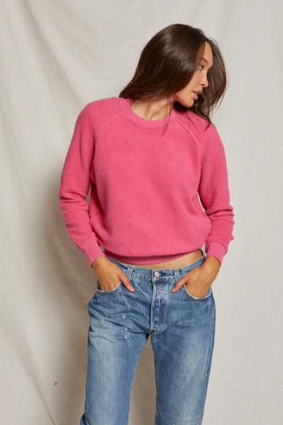 Perfect White Tee - Ziggy Inside Out Fleece Shrunken Crew - Available in Peony & Chalk