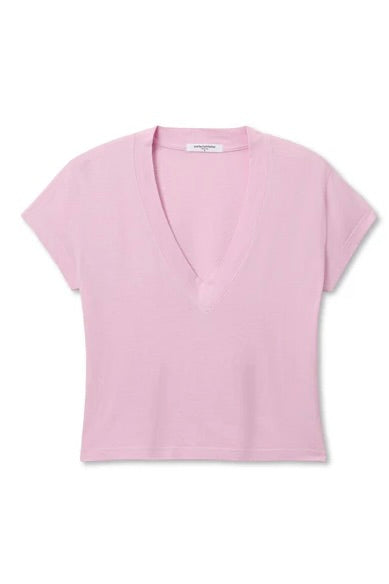Alanis Cotton V-Neck Tee - Sugar Pink