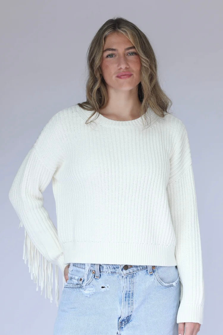 Carly Fringe Sleeve Crew