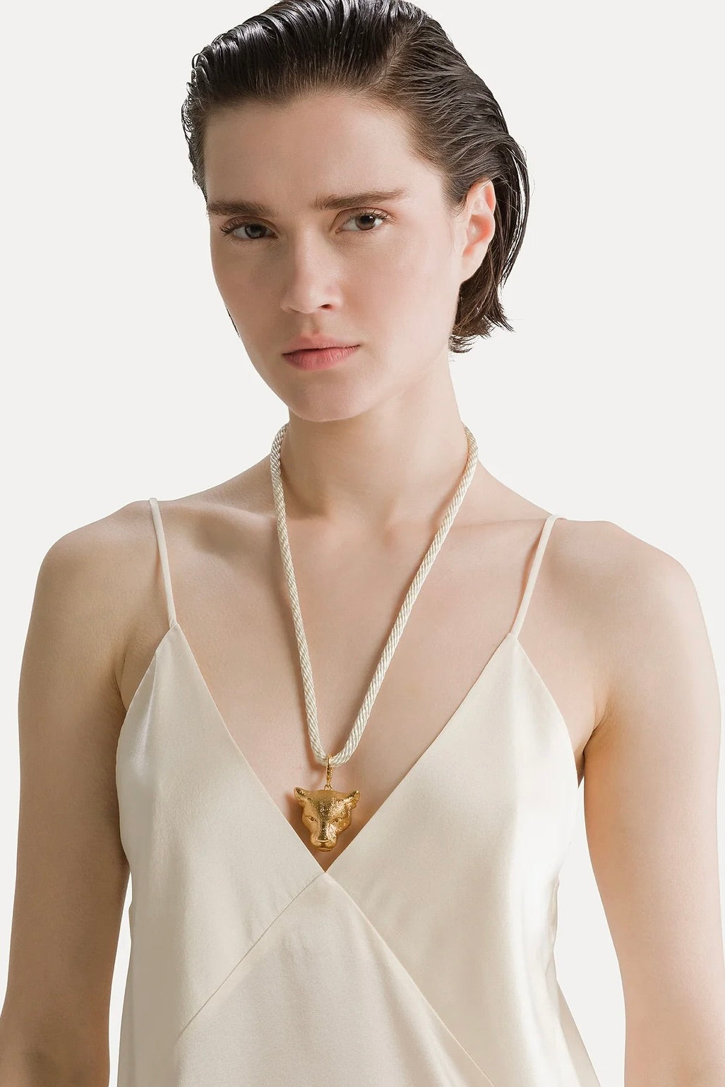 rope sculpture necklace with puma element