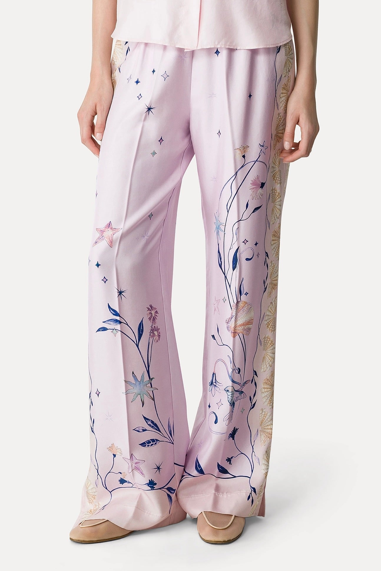 "deliverance" print twill elasticated pants