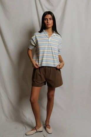 Daria Cotton Rugby - Powder Blue Stripe