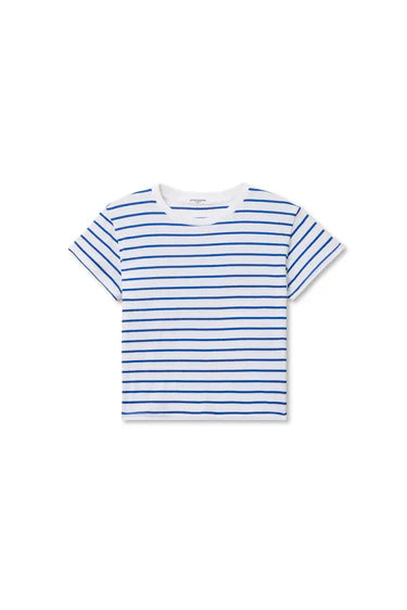Everett Boxy Tee - Cobalt Stripe