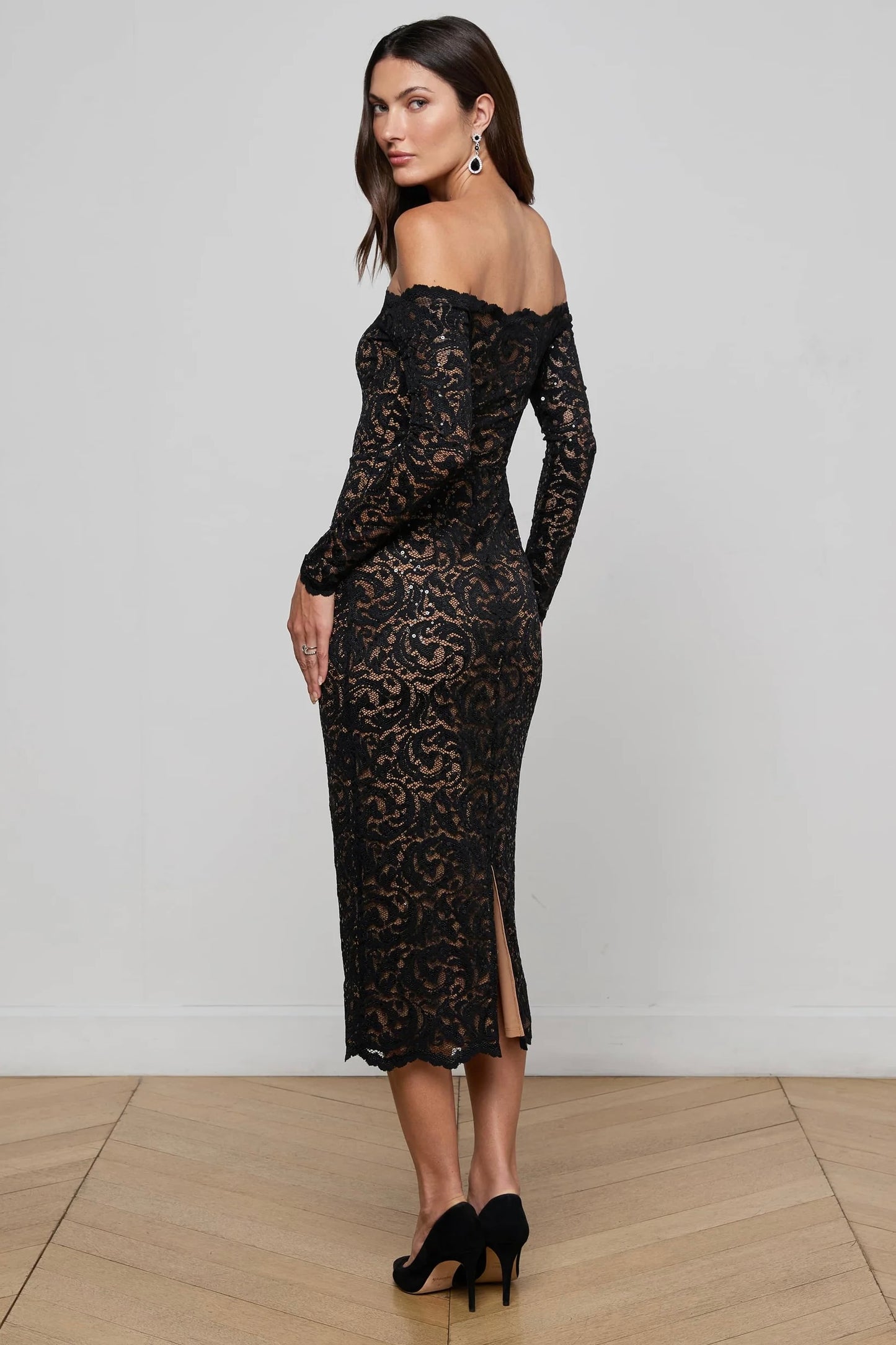 Lindsay Sequined Lace Dress