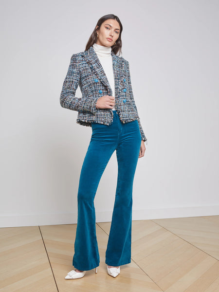 L'Agence - Brooke Tweed Blazer - Green/Blue/Black Multi Tweed