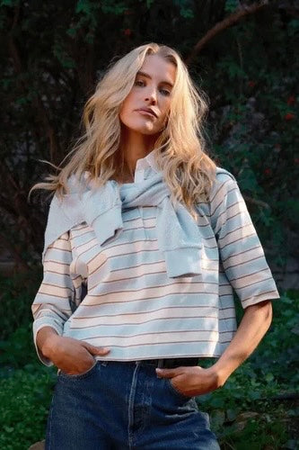 Daria Cotton Rugby - Powder Blue Stripe