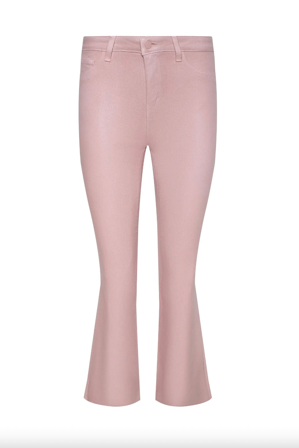 Kendra Coated Cropped Flare Jean - Pale Rose