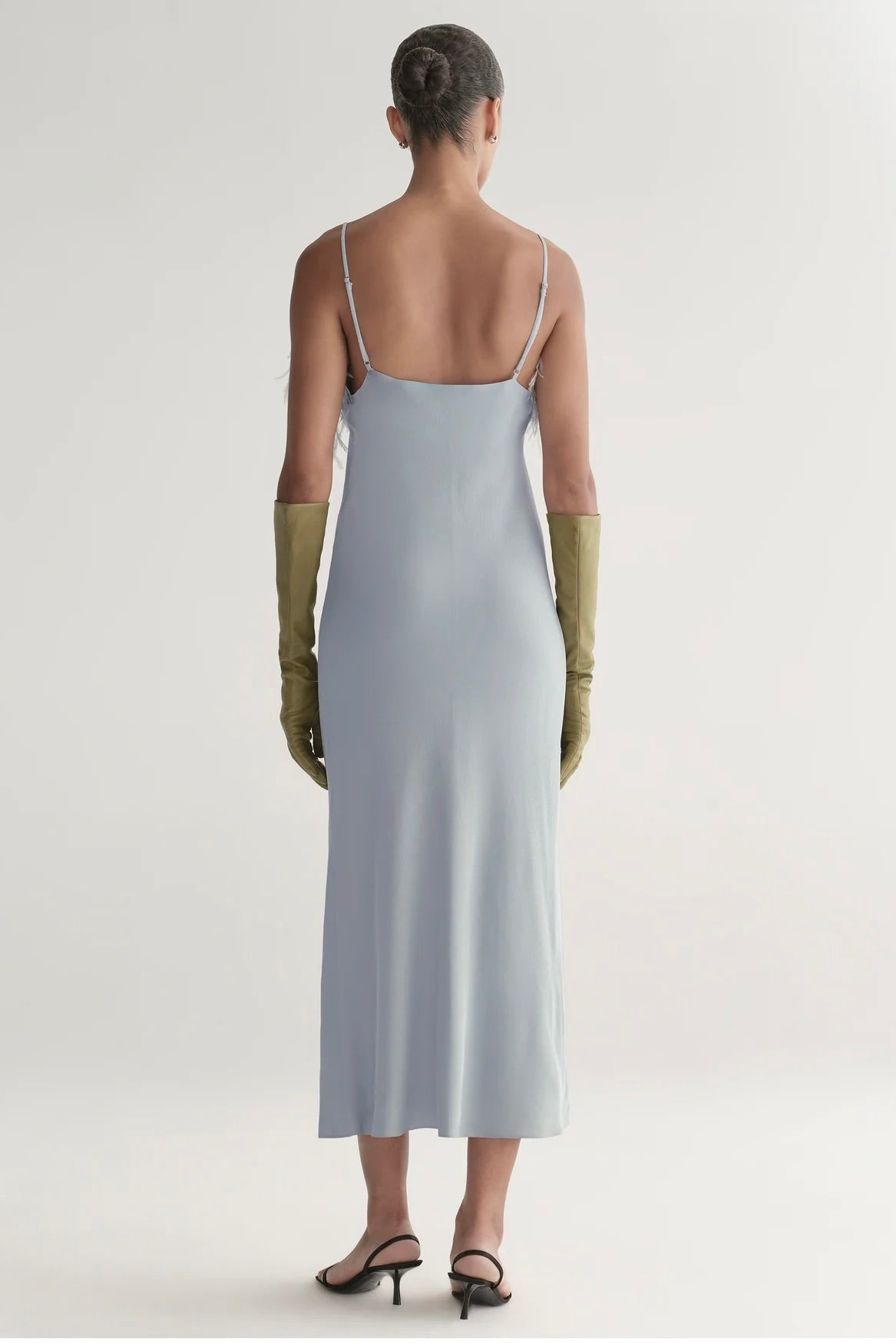 Odette Feather Trimmed Midi Dress