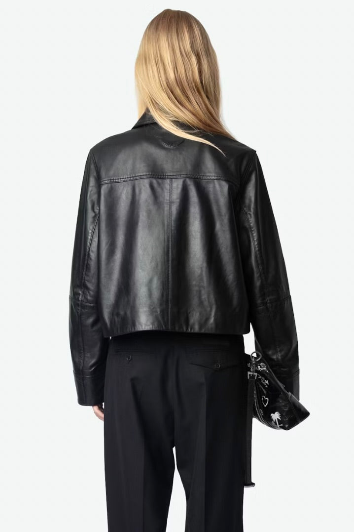 Liston Cropped Leather Jacket