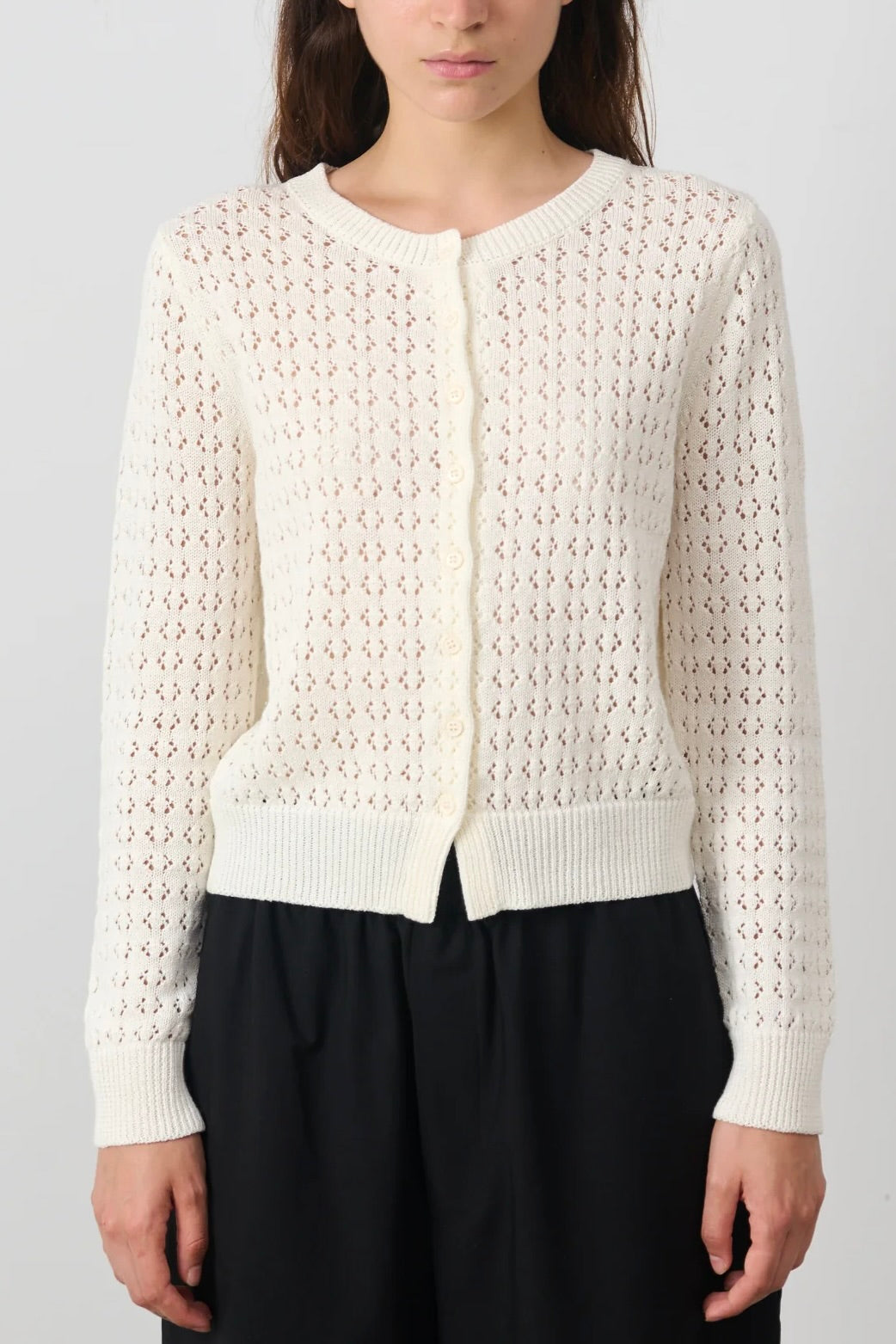 Emma Crochet Cotton Linen Cardigan