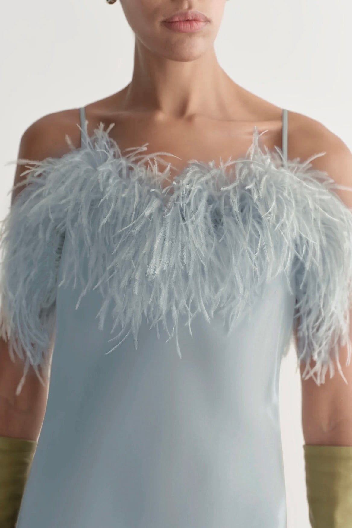 Odette Feather Trimmed Midi Dress