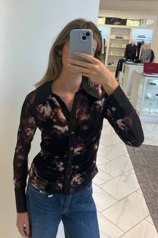 Isola Mesh Button Up Top
