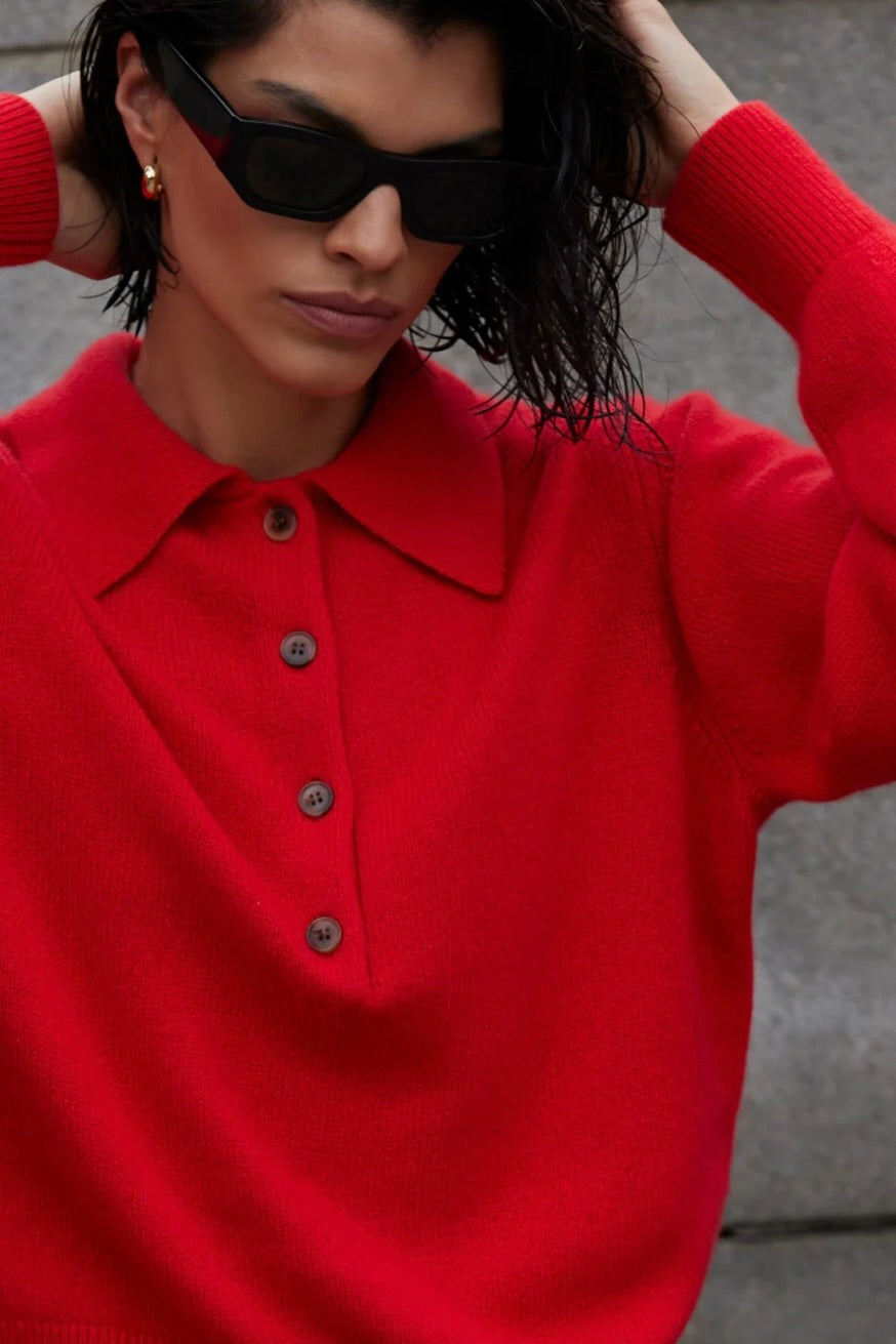 The Cashmere Polo in Cherry