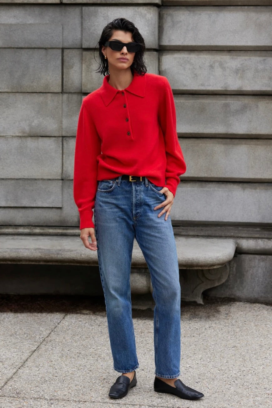 The Cashmere Polo in Cherry