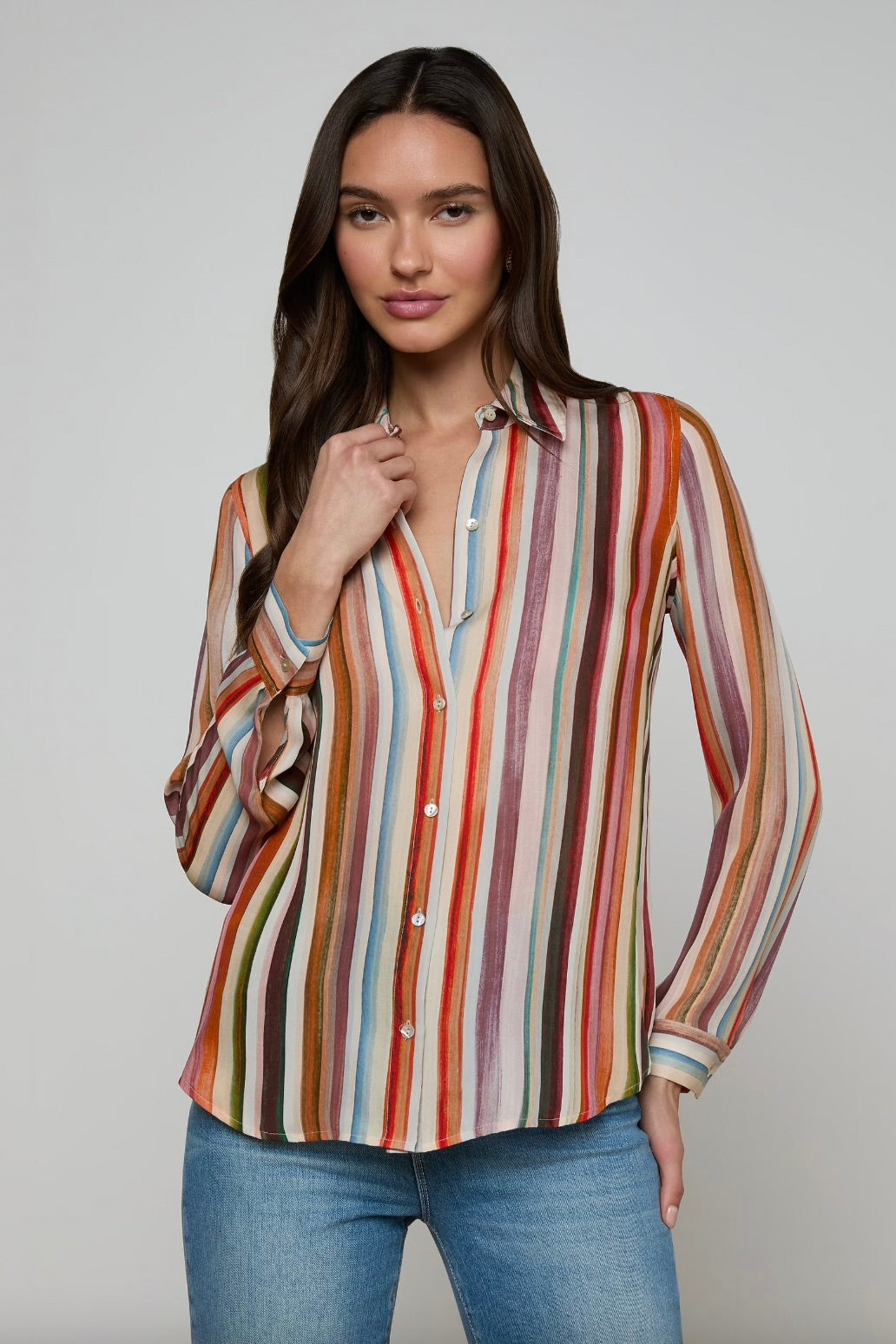 Nina Blouse - Watercolor Stripe