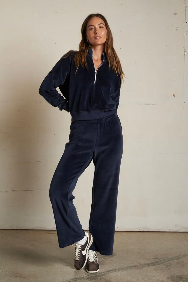 Kiva Velour Sweatshirt - Navy