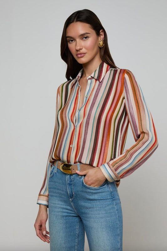 Nina Blouse - Watercolor Stripe