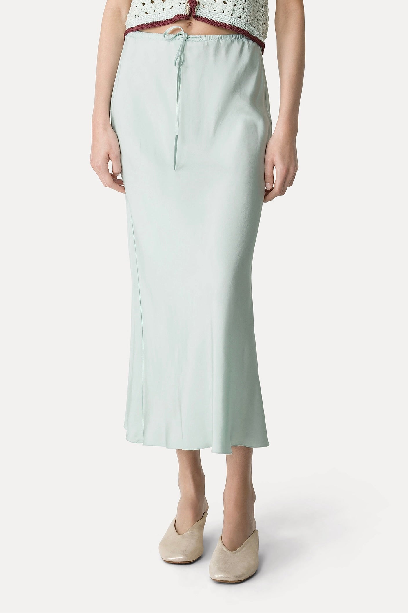twill viscose midi skirt