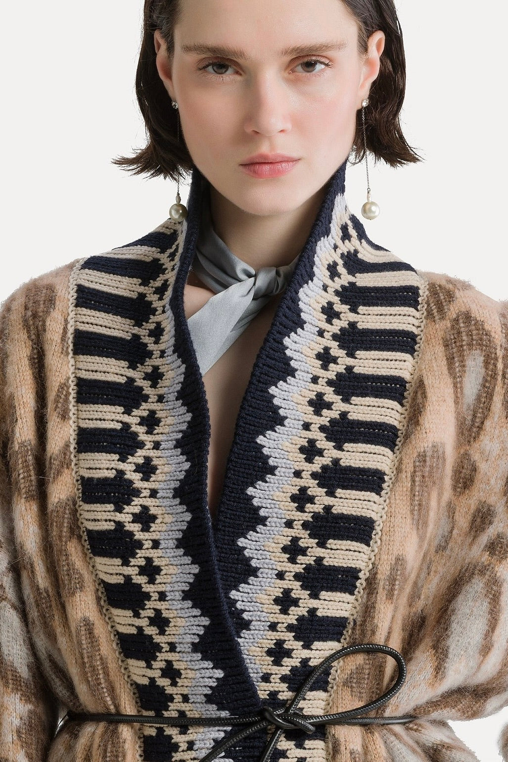 "the brit leopard" jacquard gauzed alpaca cardigan