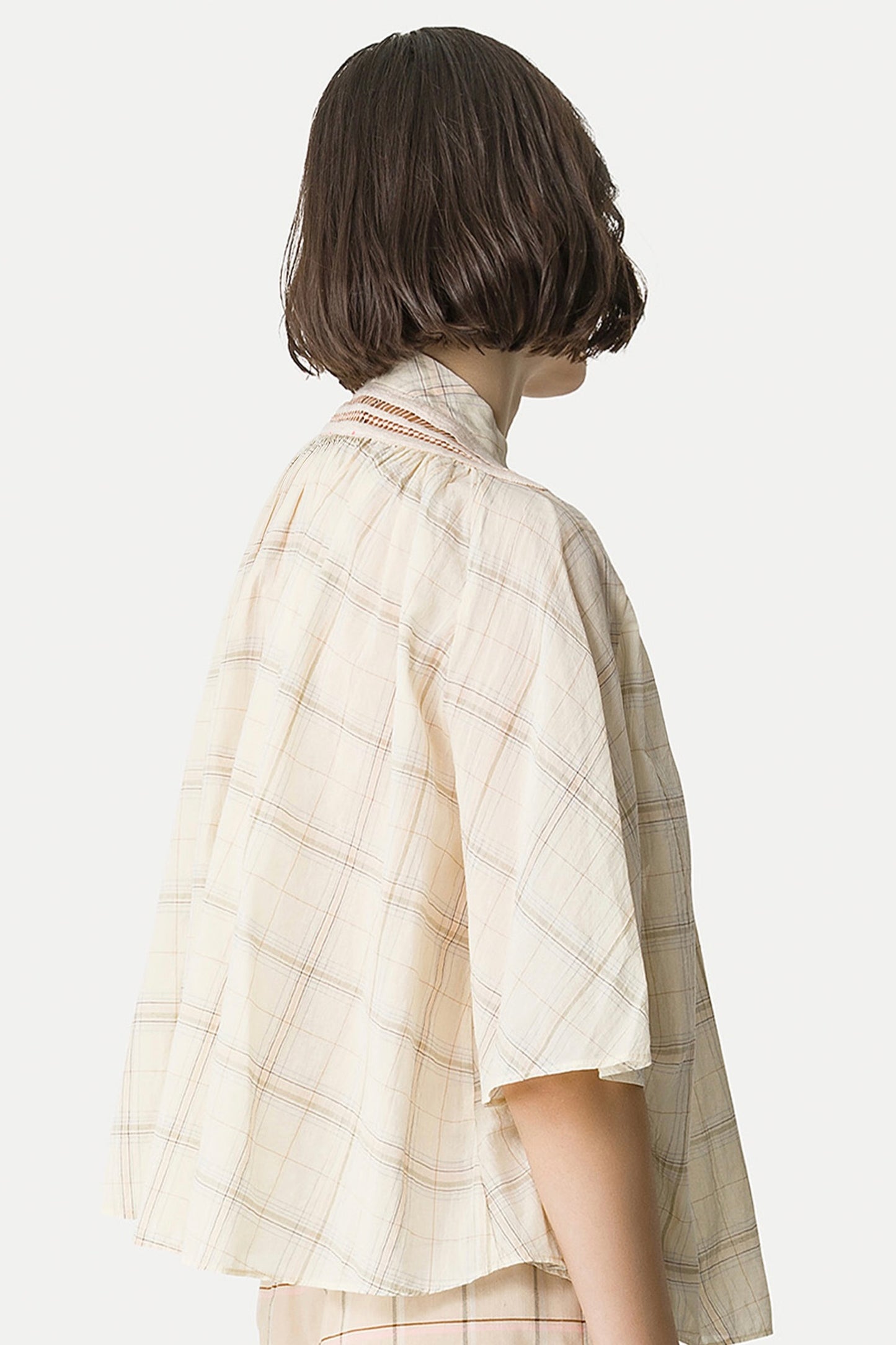 half—sleeve voile shirt