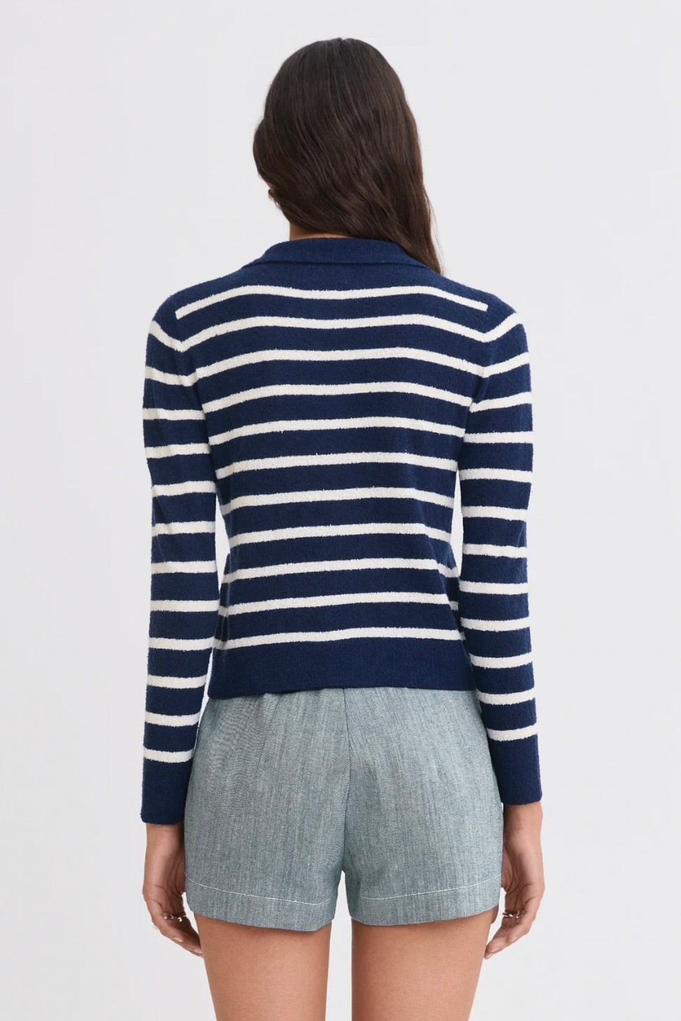 Terry Striped Collared Cardigan