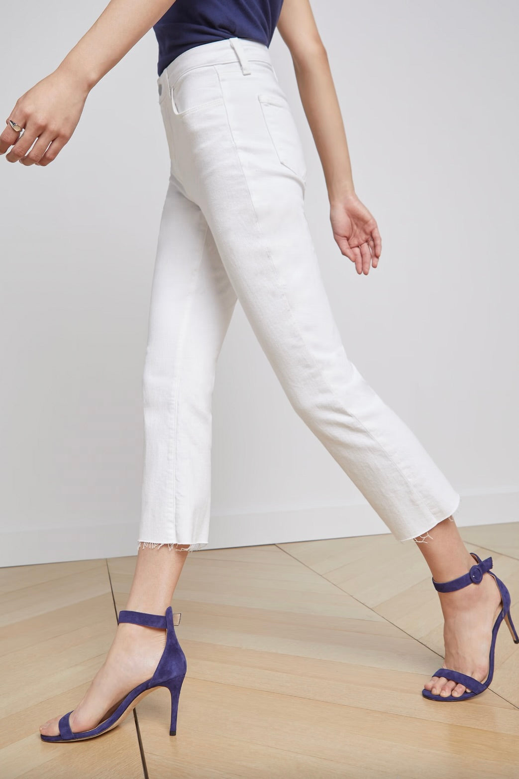 Kendra High Rise Crop Flare - Blanc