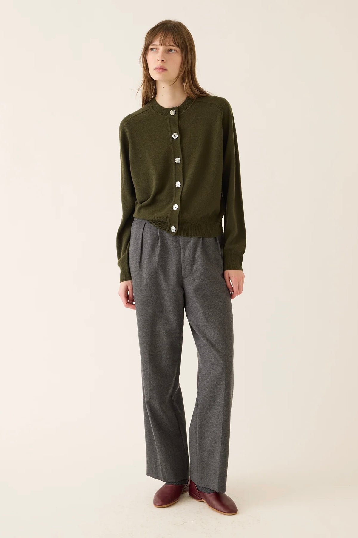 Gwen Cashmere Cardigan in Loden