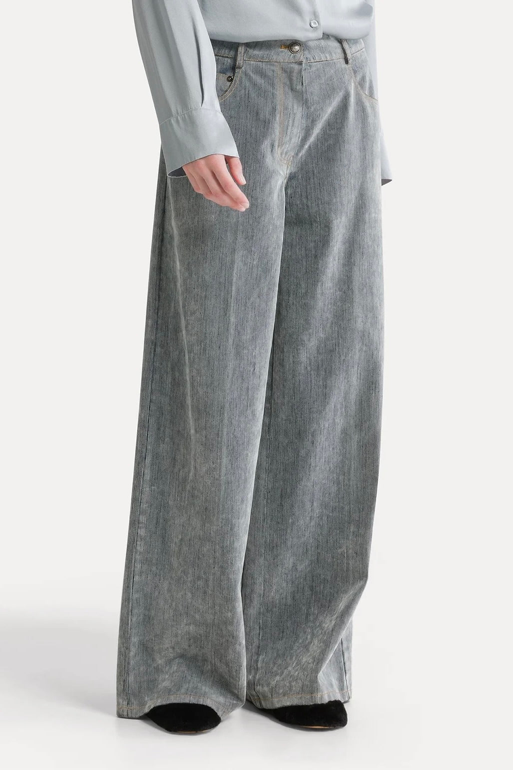 flock denim 5 pockets pants