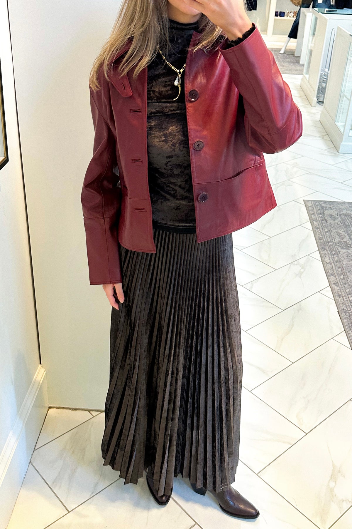soleil plisse' flocked stretch tulle midi skirt