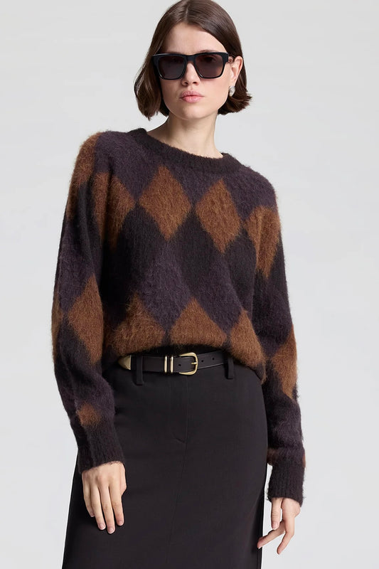 Ezra Brushed Alpaca Argyle Sweater