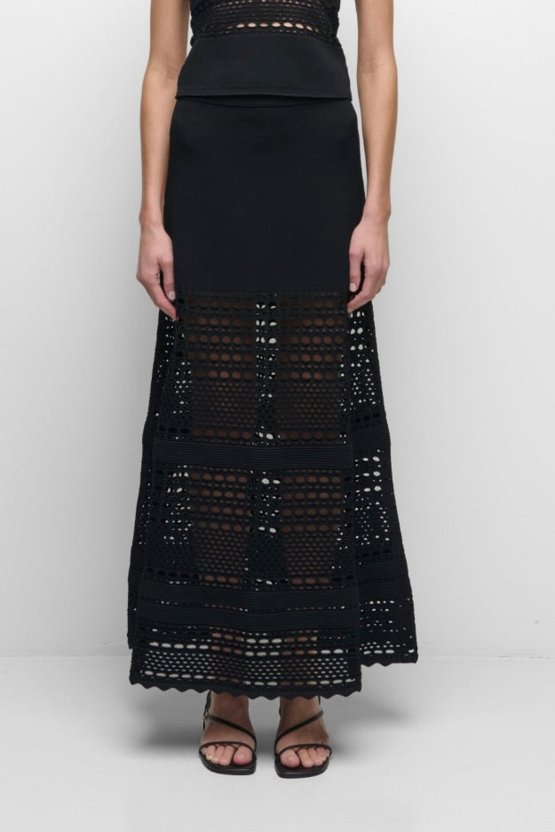 Westly Open Stitch Knit Midi Skirt