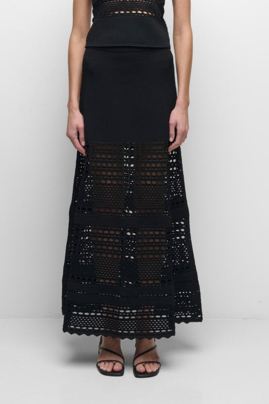 Westly Open Stitch Knit Midi Skirt