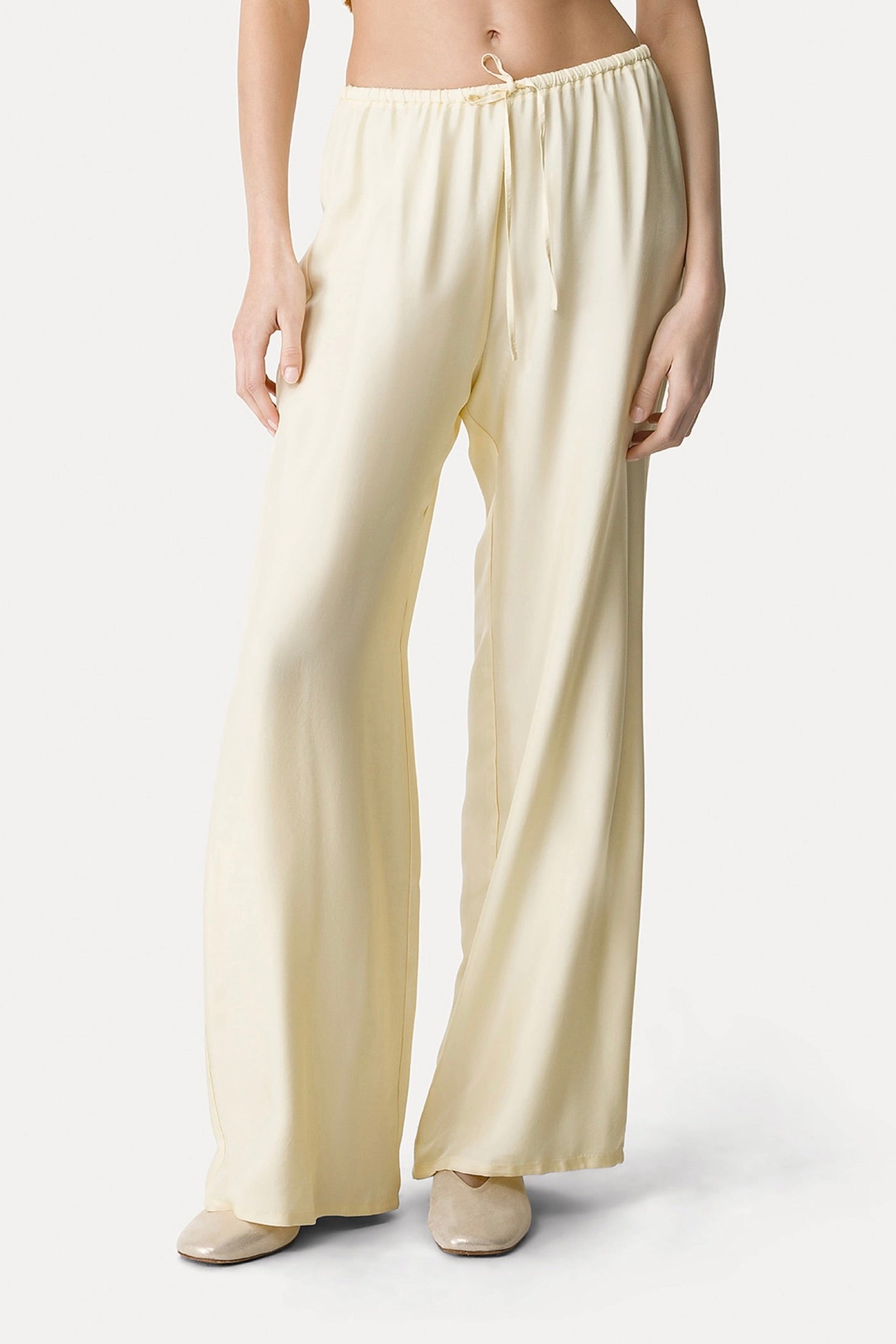chic viscose twill regular drawstring pants