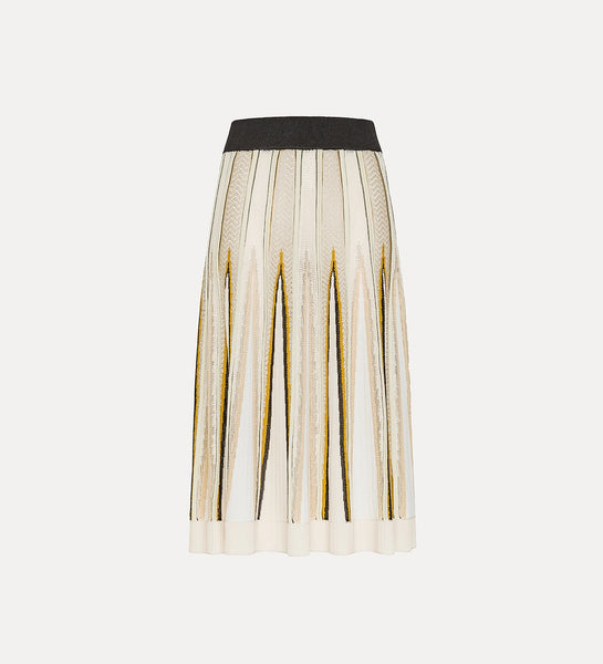 forte_forte - Chevron Stitch Skirt with Inlays - Bamboo