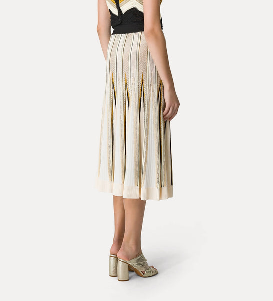 forte_forte - Chevron Stitch Skirt with Inlays - Bamboo