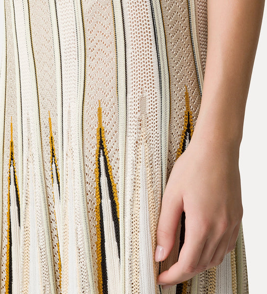 forte_forte - Chevron Stitch Skirt with Inlays - Bamboo