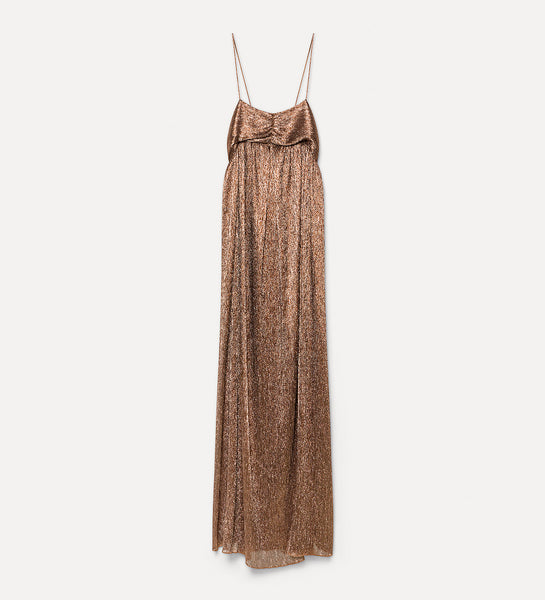 forte forte - elegant gown with froissé lamé - poudre