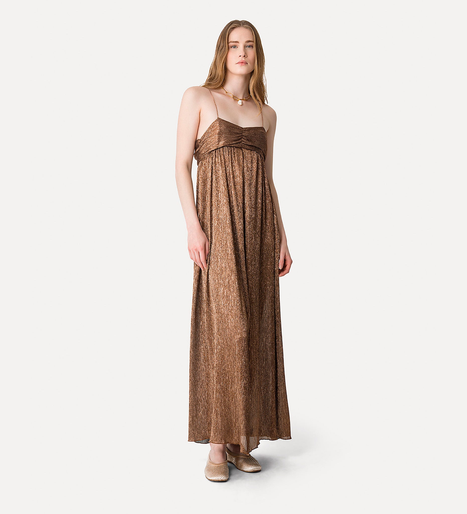forte forte - elegant gown with froissé lamé - poudre
