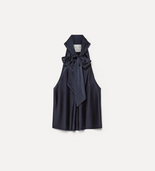 forte forte - silk top with bow embellishment - notte