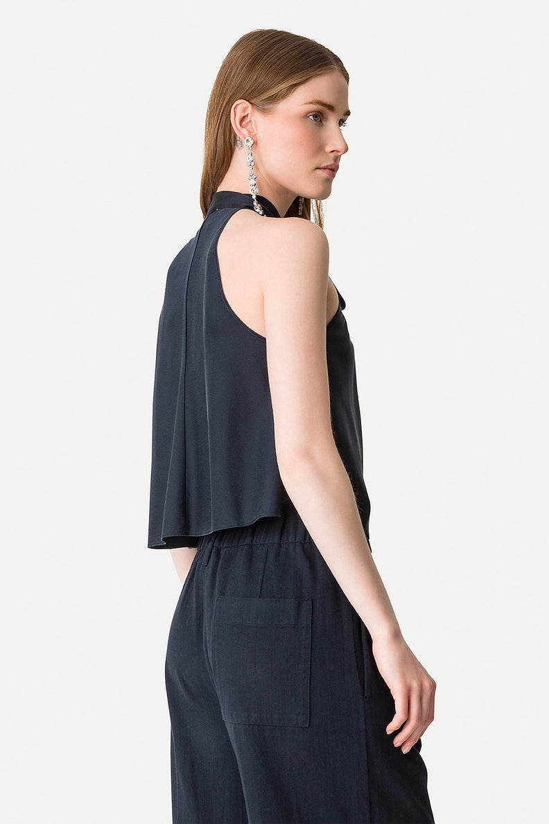 Silk Satin Bow-Tie Top