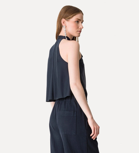 forte forte - silk top with bow embellishment - notte